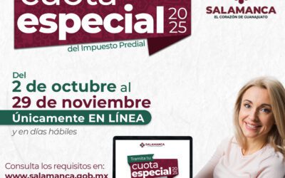 Habilita Gobierno de Salamanca Cuota Especial del Impuesto Predial